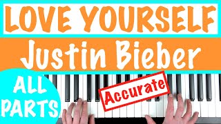 How to play LOVE YOURSELF  Justin Bieber Piano Chords Tutorial [upl. by Atnuahc]