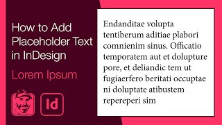 How to Add Placeholder Text in InDesign Lorem Ipsum [upl. by Alexandra]