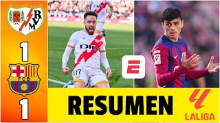 BARCELONA TROPEZÓ ante el RAYO VALLECANO empató 11 y le pierde pisada al REAL MADRID  La Liga [upl. by Feerahs]