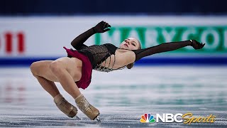 Trusova attempts five quads in valiant free skate vaults from 12th to podium at worlds  NBC Sports [upl. by Reyna206]