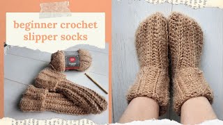 Beginner Friendly Crochet Slipper Socks  quick project [upl. by Haliled24]