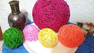 Como hacer esferas de hilo o estambre DIY How to make spheres thread [upl. by Ydarg881]