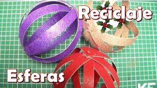 Como hacer esferasbolas Navideñas reciclaje [upl. by Rior]