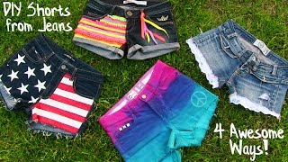 DIY Clothes 4 DIY Shorts Projects from Jeans Easy [upl. by Cathi]