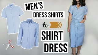 Mens Dress Shirts to Shirt Dress EASY DIY REFASHION  Episode 10 [upl. by Hara]