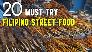 FILIPINO STREET FOOD  20 Must Try Street Foods in the Philippines [upl. by Cristie]