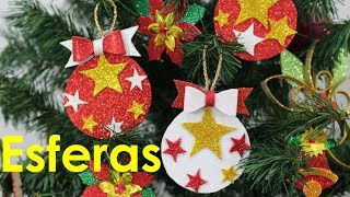 Como hacer esferas navideñas de foami  Manualidades de Lina [upl. by Aisitel]