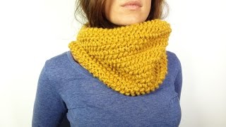 How to Loom Knit a Cowl in Seed Stitch DIY Tutorial [upl. by Ahsinauq895]