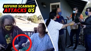 Scammer ATTACKS US When We Confront Him At His Front Door COPS CALLED [upl. by Emmalynne]