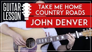 Take Me Home Country Roads Guitar Tutorial  John Denver Easy Guitar Lesson 🎸 No Barre Chords [upl. by Ennayhc57]