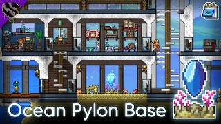 Ocean Pylon Base Modern Beach House Design ▫ Terraria 14 Pylon Builds [upl. by Akcirre251]