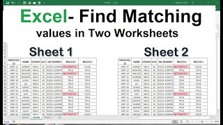 how to match data in excel from 2 worksheets  Compare two excel sheets [upl. by Georg]