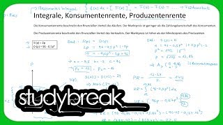 Integrale Konsumentenrente Produzentenrente  Volkswirtschaftslehre [upl. by Quincey]