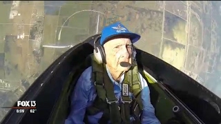 96yearold WWII pilot takes flight again in Tampa [upl. by Ahsekat]