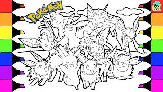 Pokémon coloring book pages for kids speed coloring Eevee evolutions [upl. by Hulbert]