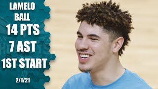 LaMelo Ball makes first career start HIGHLIGHTS  NBA on ESPN [upl. by Ahsatsan]