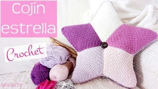 COJÍN o ALMOHADA ESTRELLA de GANCHILLO CROCHET STAR CUSHION or PILLOW [upl. by Questa]