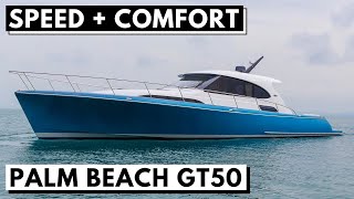 PALM BEACH GT50 EXPRESS YACHT TOUR  Downeast Performance Luxury Cruiser [upl. by Beauvais]