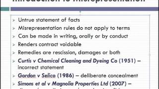 Misrepresentation Lecture 1 of 4 [upl. by Margreta]