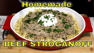 Easy Ground Beef Stroganoff Over Extra Wide Egg Noodles [upl. by Ori]