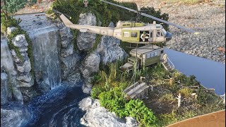 Realistic Waterfall with Bell UH1  Realistischer Wasserfall in scale 148 [upl. by Croix]