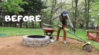 How to Make a Fire Pit Seating Area Backyard Makeover  Thrift Diving [upl. by Daus]