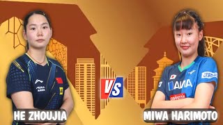 Miwa Harimoto vs HE Zhoujia WTT China Smash 2024 [upl. by Nisotawulo]