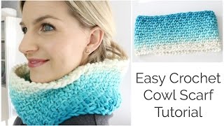 How to Crochet a Cowl Scarf tutorial  Beginner Friendly [upl. by Elleiad]