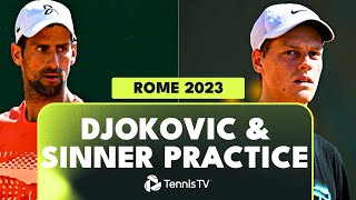 Novak Djokovic amp Jannik Sinner Practice Highlights  Rome 2023 [upl. by Licht]