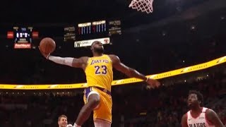 LeBron James epic backtoback dunks  first points as a Laker 4 dunks in a row [upl. by Eannyl]