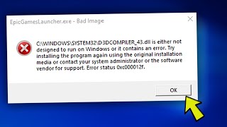 Fix D3DCOMPILER43dll Error when launching the Epic Games Launcher [upl. by Noval]