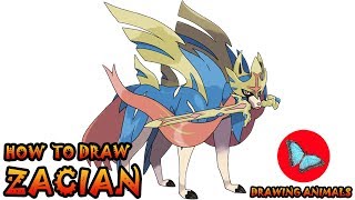 How To Draw Zacian Pokemon  Drawing Animals [upl. by Etnom]