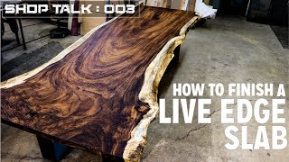 How To Finish A Live Edge Slab  Tips amp Tricks [upl. by Ahsiekit832]