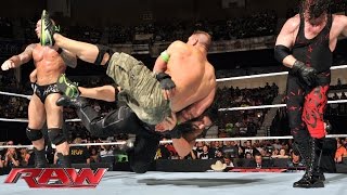 John Cena amp Roman Reigns vs Randy Orton Seth Rollins amp Kane  3on2 Handicap Match Raw July 14 [upl. by Barmen]