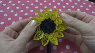 Como hacer un gran girasol de papel  Filigrana Paper quilling sunflower [upl. by Hsihsa]