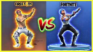 30 Emotes FREE FIRE vs FORNITE  COMPARANDO EMOTES 2021 [upl. by Ennovad290]