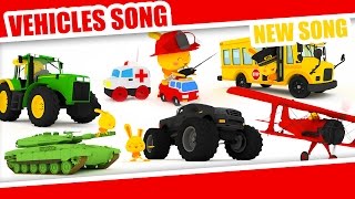 The Vehicles song  Monster trucks planes cars trucks police firetruck helicopter motorbikes [upl. by Knowling]