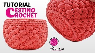 TUTORIAL CESTINO UNCINETTO  EASY CROCHET BASKET [upl. by Wyly]