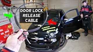 FIAT 500 DOOR HANDLE RELEASE CABLE REPLACEMENT REMOVAL [upl. by Denten688]