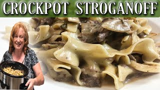 CROCKPOT CREAMY BEEF STROGANOFF RECIPE USING A ROAST [upl. by Ana630]