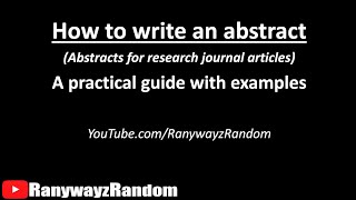 How To Write An Abstract In 5 Minutes A Practical Guide With Examples [upl. by Llerrah]