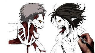 How to Draw Eren vs Reiner  Step By Step  Attack On Titan [upl. by Capps863]