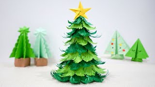 Paper Christmas Tree  How to Make 3D Paper Xmas Tree  Christmas Tree Craft [upl. by Releehw]