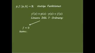 Gewöhnliche Differenzialgleichungen 7 Lineare DGL 1Ordnung [upl. by Oneida]