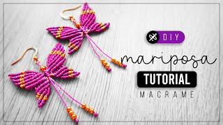 DIY Mariposa » 🦋 tutorial  como hacer aretes de mariposa con hilo  diy ● Macrame butterfly 236 [upl. by Giorgia]