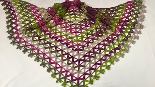 Kolay Zincir Şal Yapımı  Star Stitch Chain Shawl  Eng Subt [upl. by Oringa]