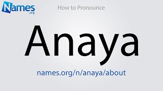 How to Pronounce Anaya [upl. by Lotsirk]