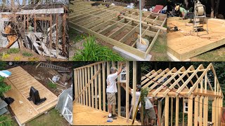 DIY How to Build 12 x 24’ Mega Shed Tiny House Garage Foundation Footers Shack Framing Roof Truss 1 [upl. by Ahsinod]