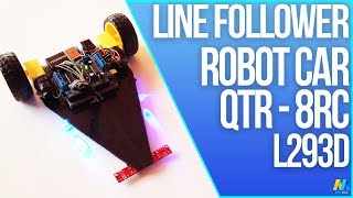 Line Following  Tracking Robot Car Arduino and QTR8 Sensor [upl. by Aliehc60]