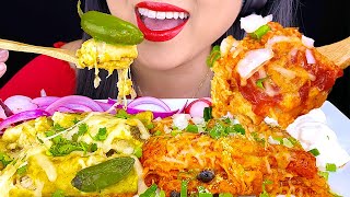 ASMR CHEESY Chicken Enchiladas 2 ways Red and Green Sauce CHEAP EASY Cooking amp Eating  ASMR Phan [upl. by Lehcnom]